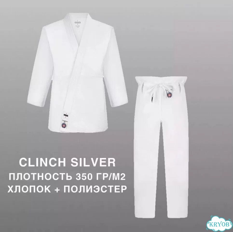 Кимоно clinch silver для дзюдо 150 фото 1