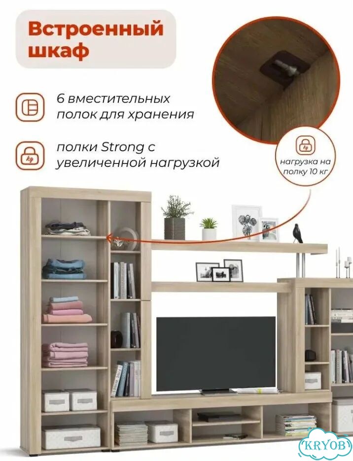 Б/У Стенка в гостиную 299х44х194 см фото 5