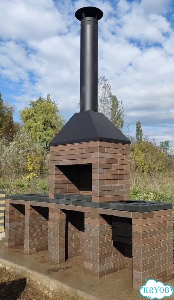 Мангальная зона из лего кирпича. Зона барбекю фото 8