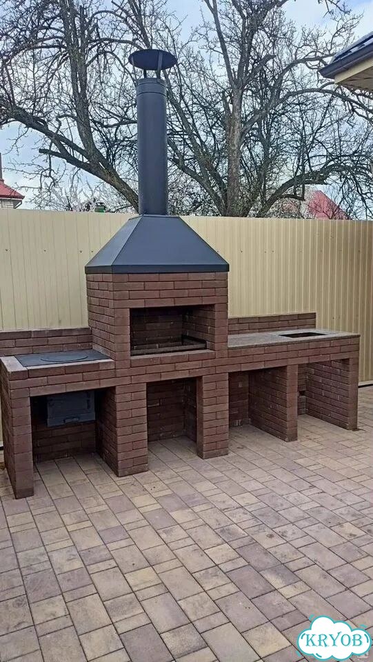 Мангальная зона из лего кирпича. Зона барбекю фото 9