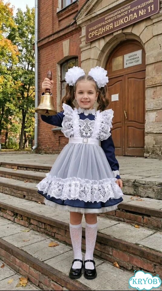 Школьный белый дизайнерсктй фартук нарядный фото 7