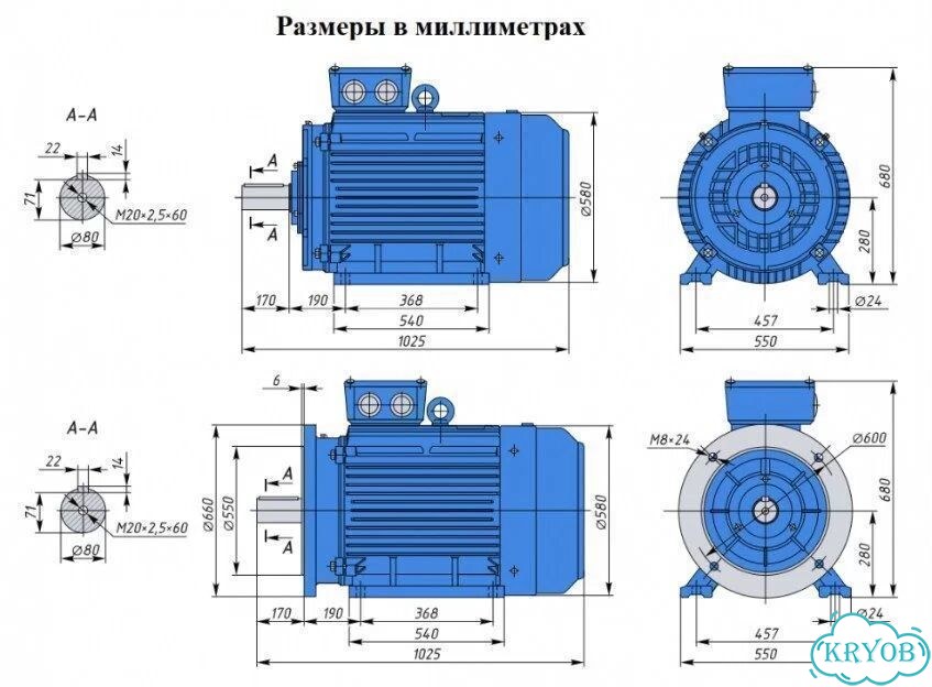 Электродвигатель аир 280S4 110кВт 1500об новый фото 2