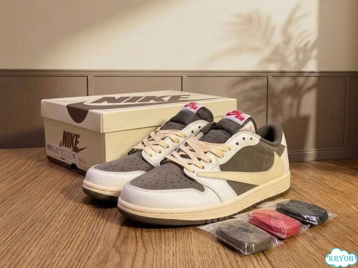 Travis Scott x Nike air jordan 1 low Reverse mocha фото 2