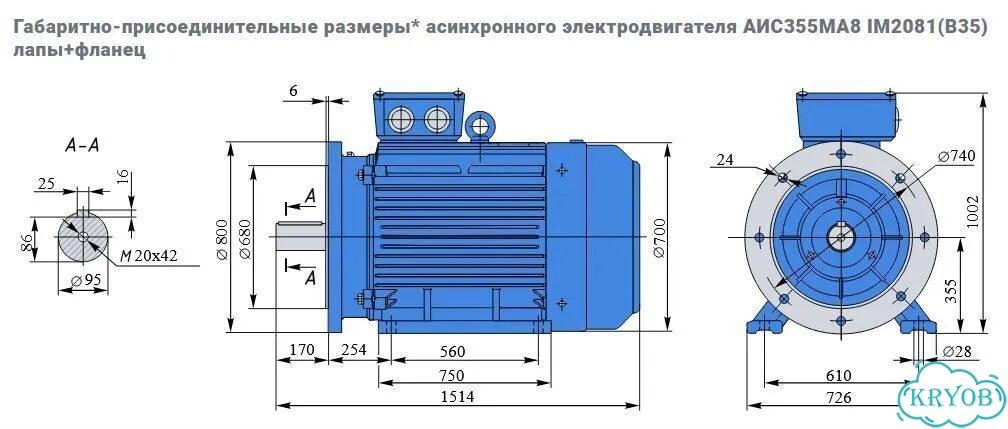 Электродвигатель евростандарта аис 132кВт/750об фото 4