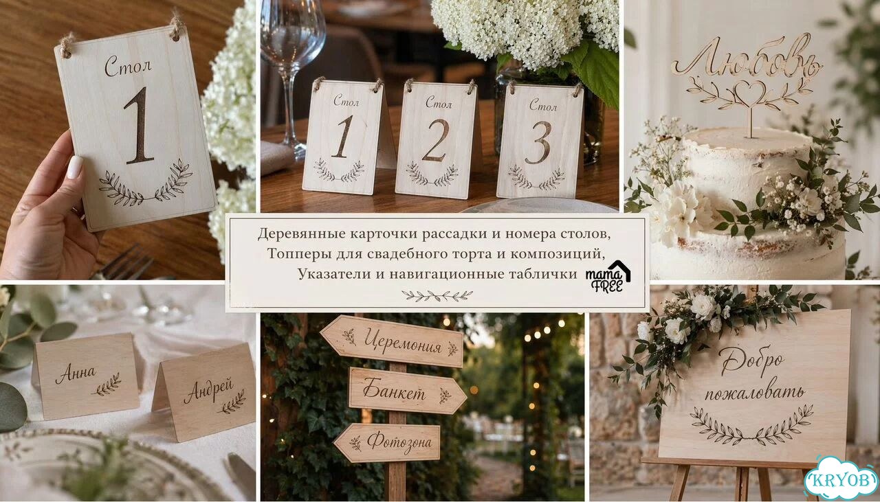 Деревянные свадебные приглашения, открытки фото 4