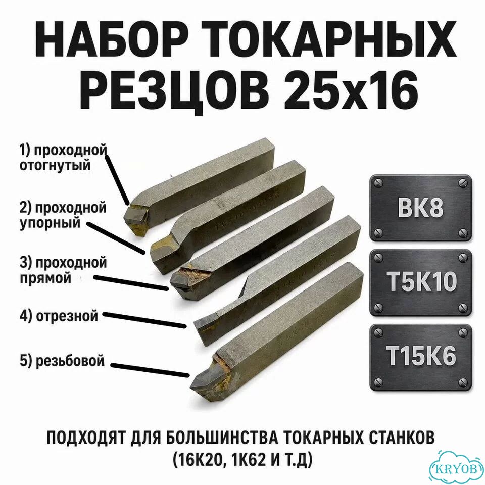 Набор резцов токарных 25х16 Т5К10 по металлу 5шт фото 1