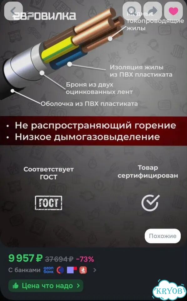 Кабель бронированный вбшв нг(А) -LS 4х16 (N) 15м фото 2