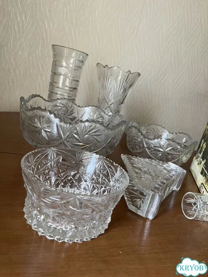 Хрусталь СССР ваза салатник рюмки фото 4