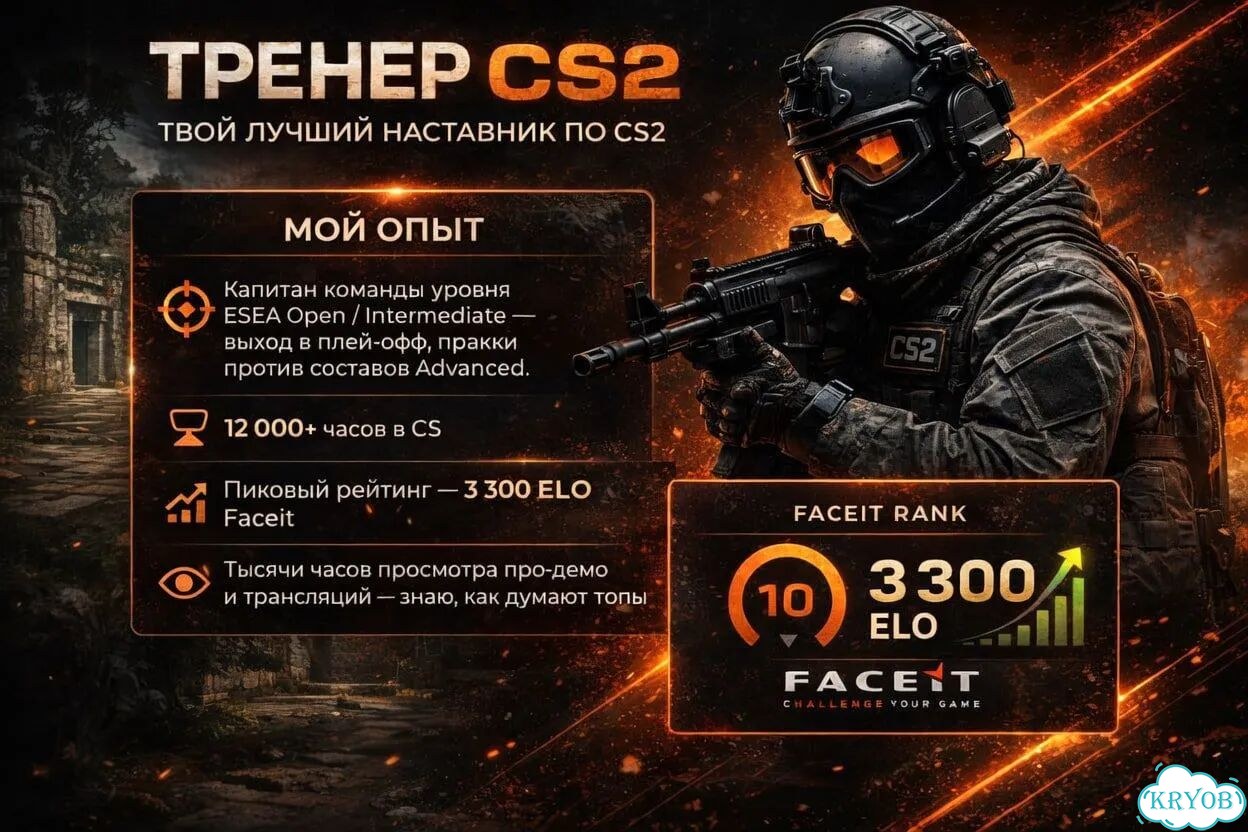 Тренер по CS2 Бывший капитан esea 3.4k ELO фото 1