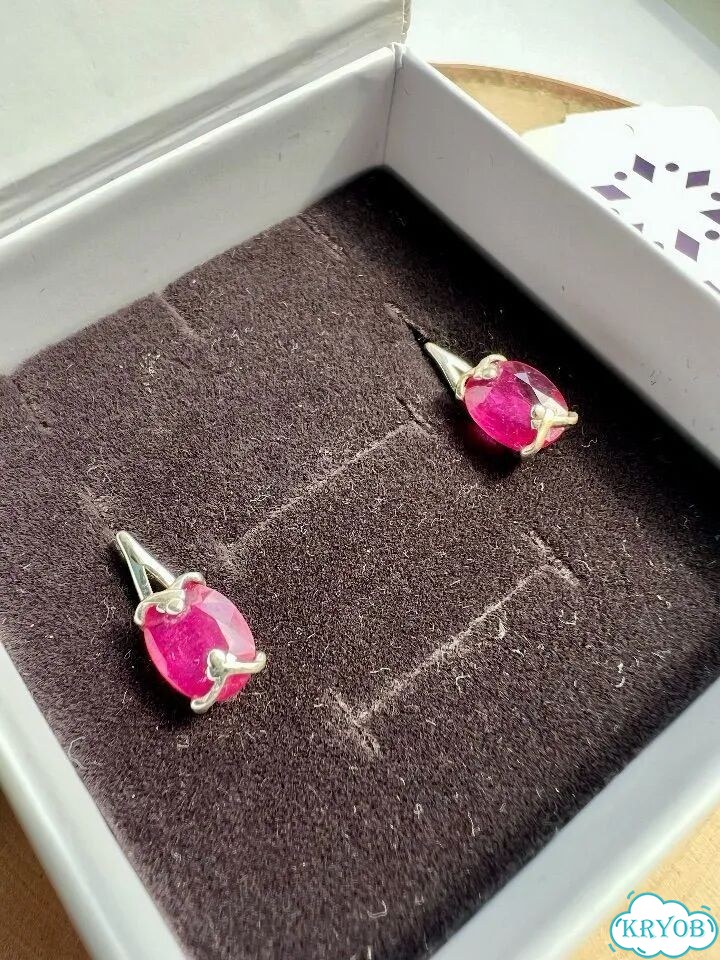 Серьги серебро 925 с натуральным рубином новые фото 9