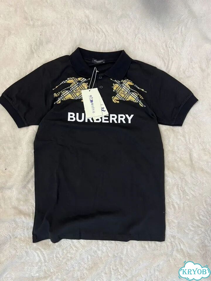 Поло burberry с воротником черное фото 1