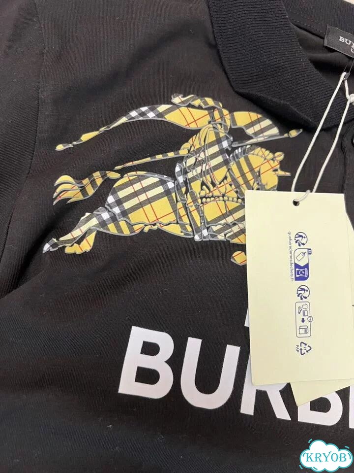 Поло burberry с воротником черное фото 2