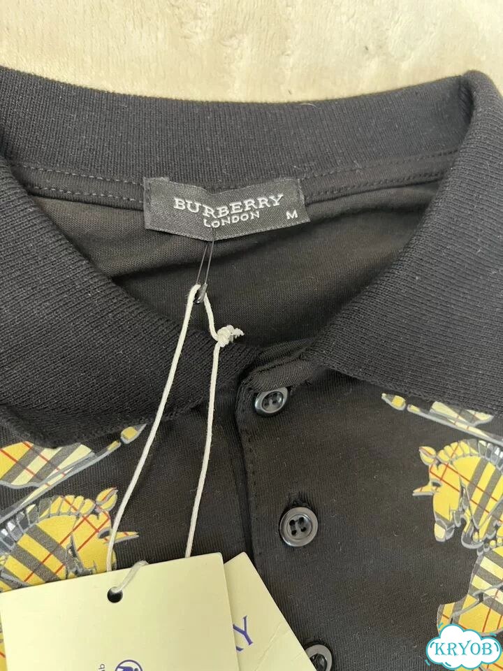Поло burberry с воротником черное фото 6