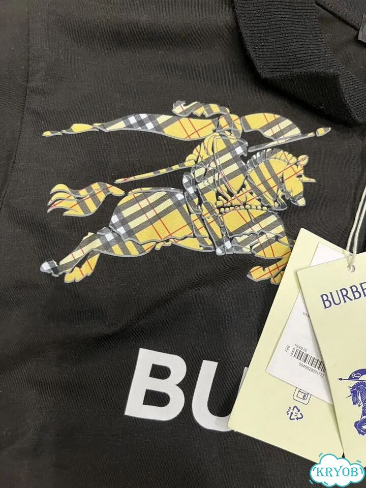 Футболка Burberry с воротником черная фото 3