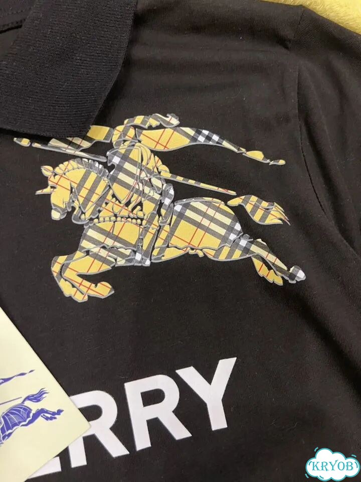 Футболка Burberry с воротником черная фото 4