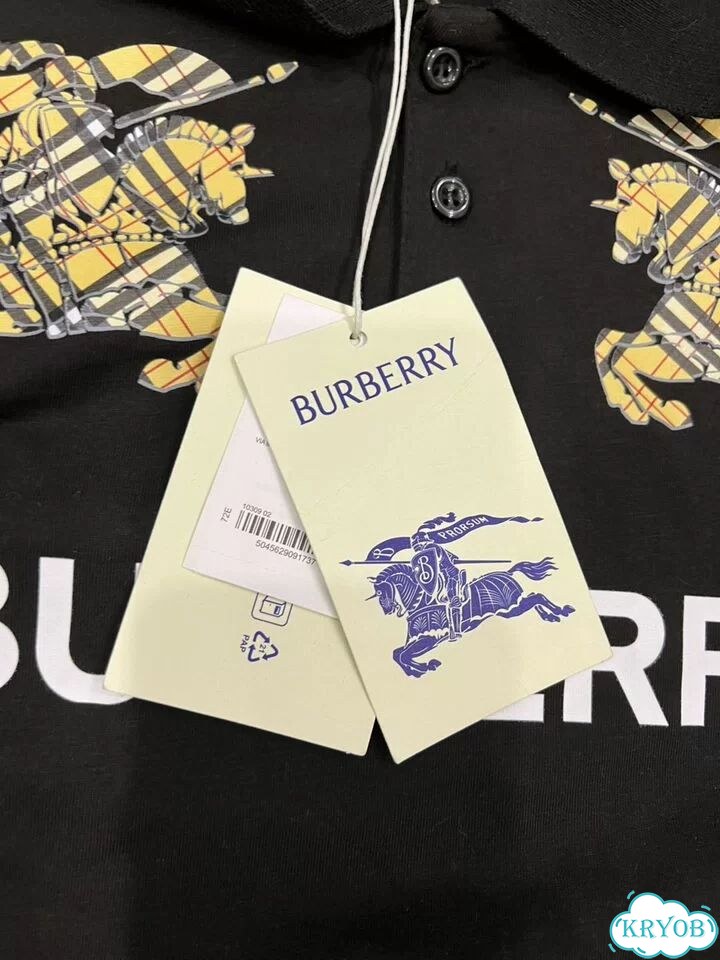 Футболка Burberry с воротником черная фото 5