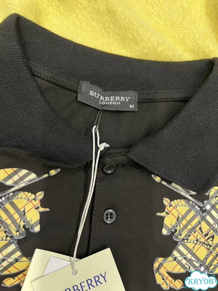 Футболка Burberry с воротником черная фото 6