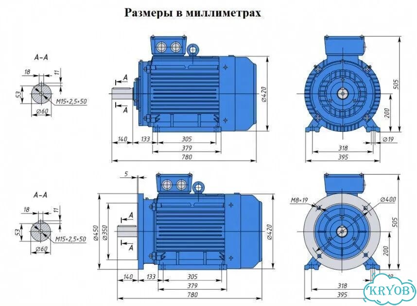 Электродвигатель аир 200L8 22кВт 750об новый фото 2