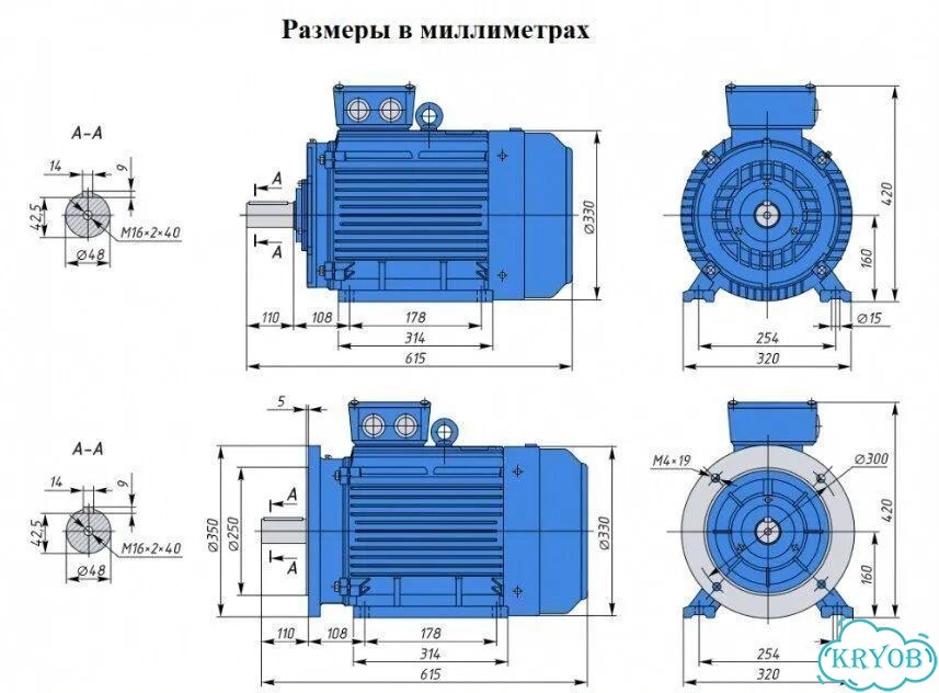 Электродвигатель аир 160S4 15кВт 1500об новый фото 2