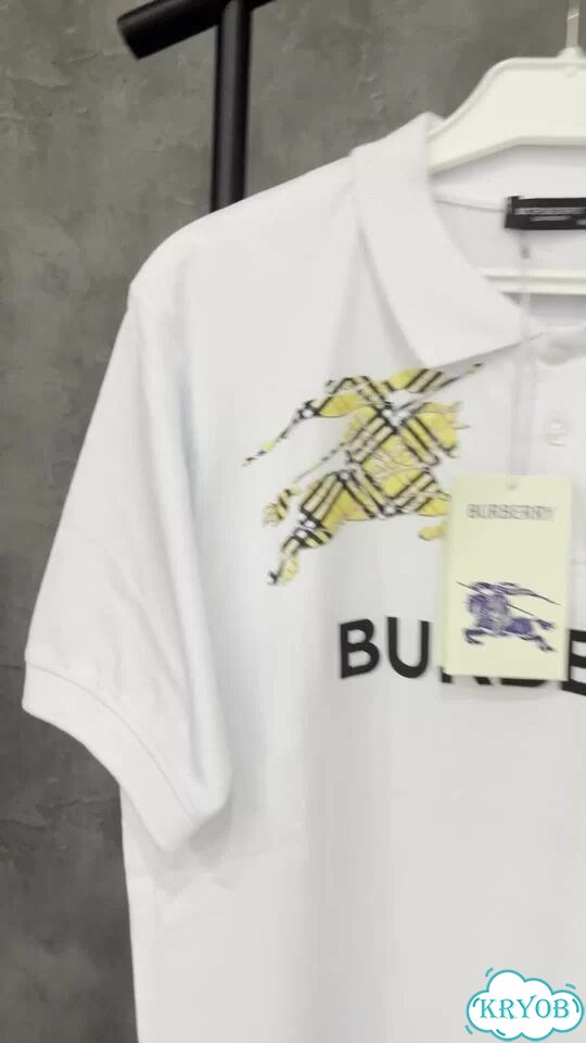 Футболка burberry с воротником белая фото 1