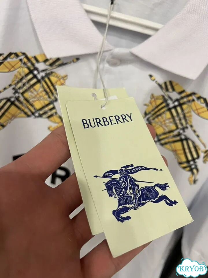 Футболка burberry с воротником белая фото 3