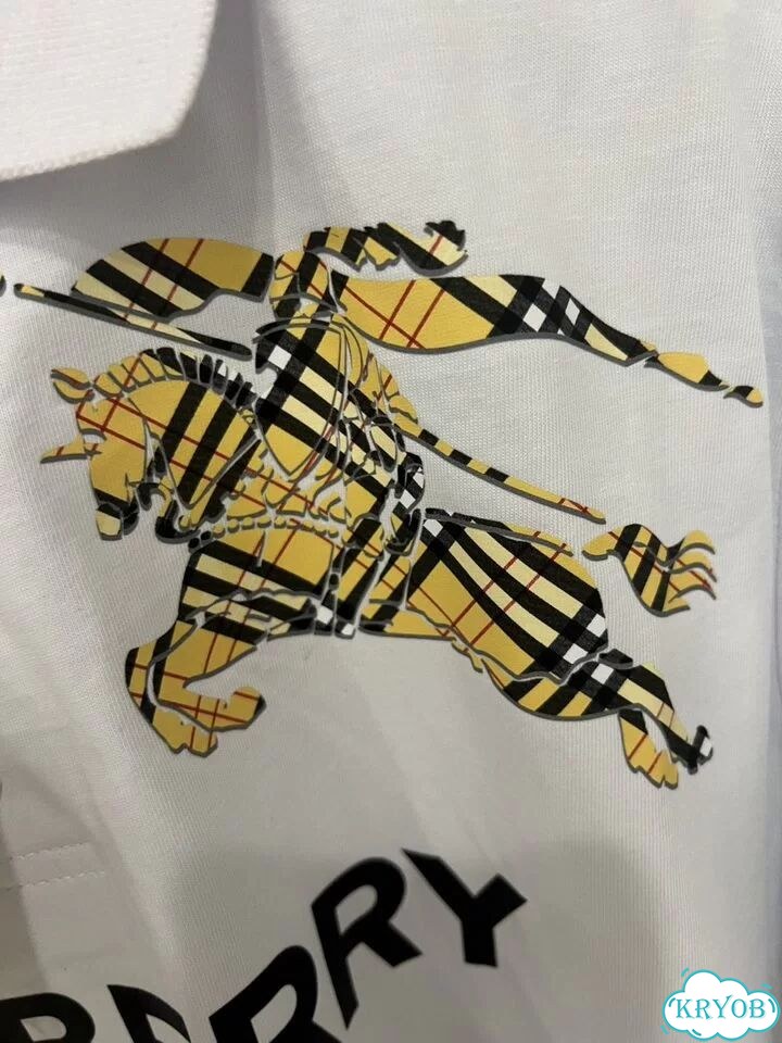 Футболка burberry с воротником белая фото 4