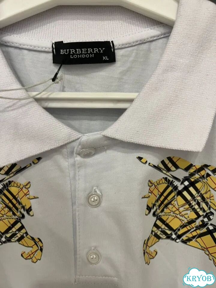 Футболка burberry с воротником белая фото 6
