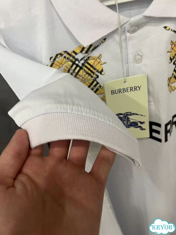 Футболка burberry с воротником белая фото 8