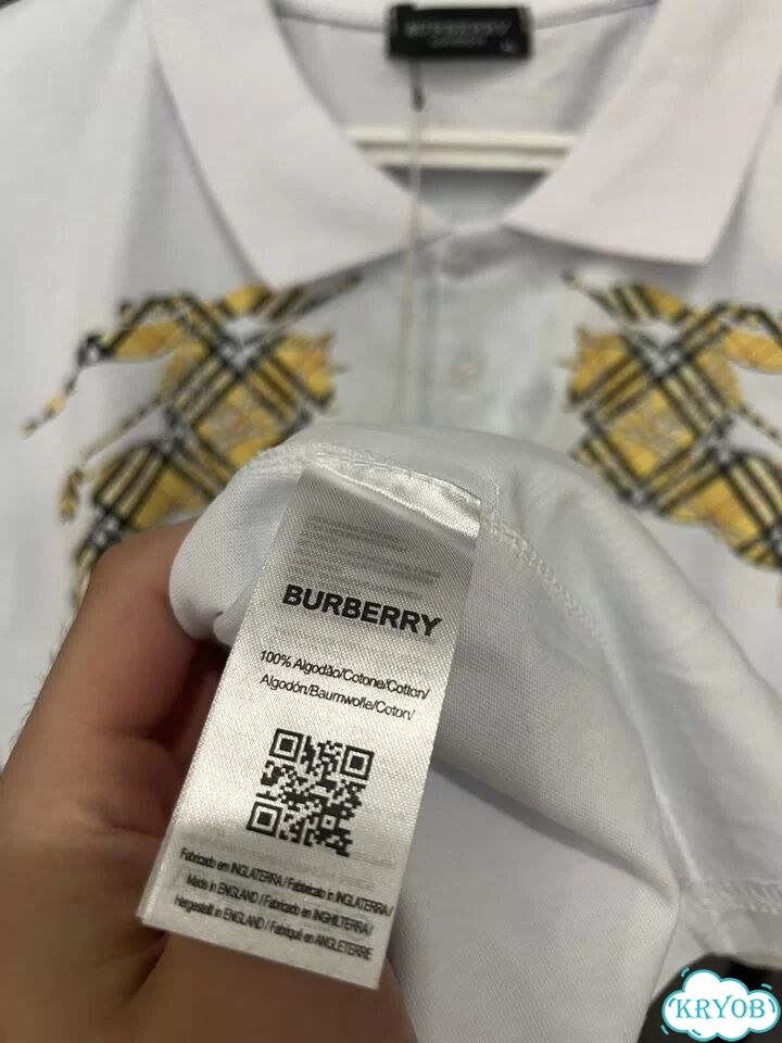 Футболка burberry с воротником белая фото 9