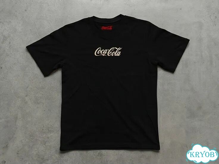 Футболка черная Coca-Cola basic letters foam print streetwear vintage unisex DAC0224 фото 1
