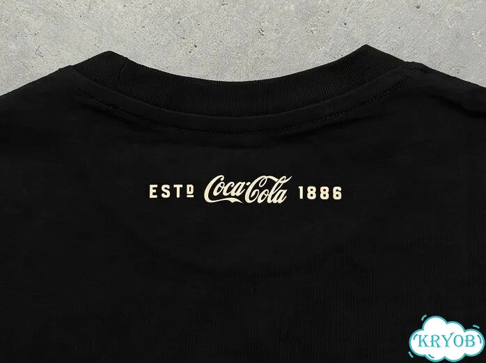 Футболка черная Coca-Cola basic letters foam print streetwear vintage unisex DAC0224 фото 4