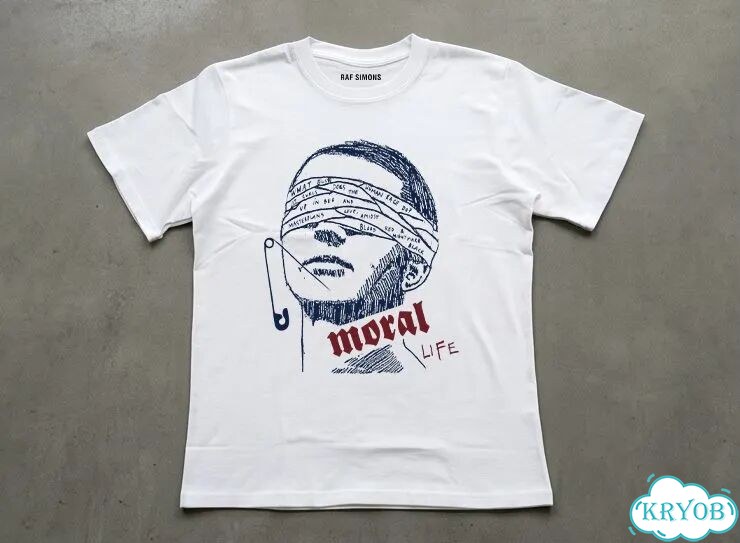 Футболка белая AW06 Raf By Raf Simons Ideal Moral Life Tshirt archive type unisex DAC0152 фото 1