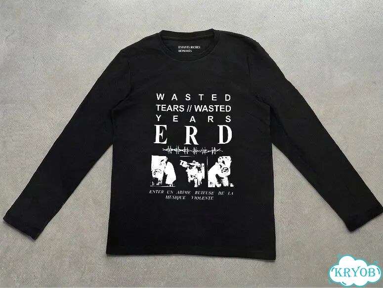 Лонгслив черный Enfants riches deprimes erd Wasted tears darkwear gothic unisex DAC0081 фото 1