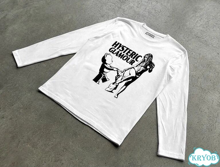 Лонгслив белый Hysteric Glamour and Bearbrick archive type unisex DAC0132 фото 3