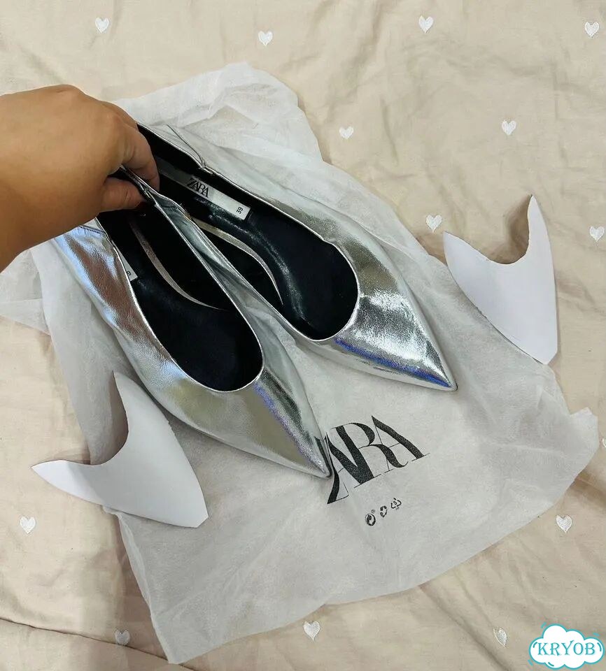 Новые серебряные балетки Zara (39) фото 1