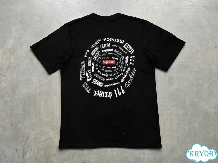 Футболка мужская Supreme черная spiral letter American trend short - streetwear vintage AC0231 фото 1