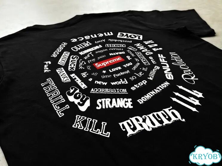 Футболка мужская Supreme черная spiral letter American trend short - streetwear vintage AC0231 фото 3