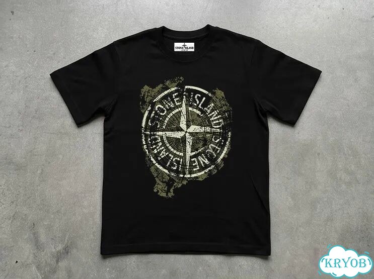 Футболка мужская черная Stone island t-shirt children's clothing streetwear vintage AC0213 фото 1