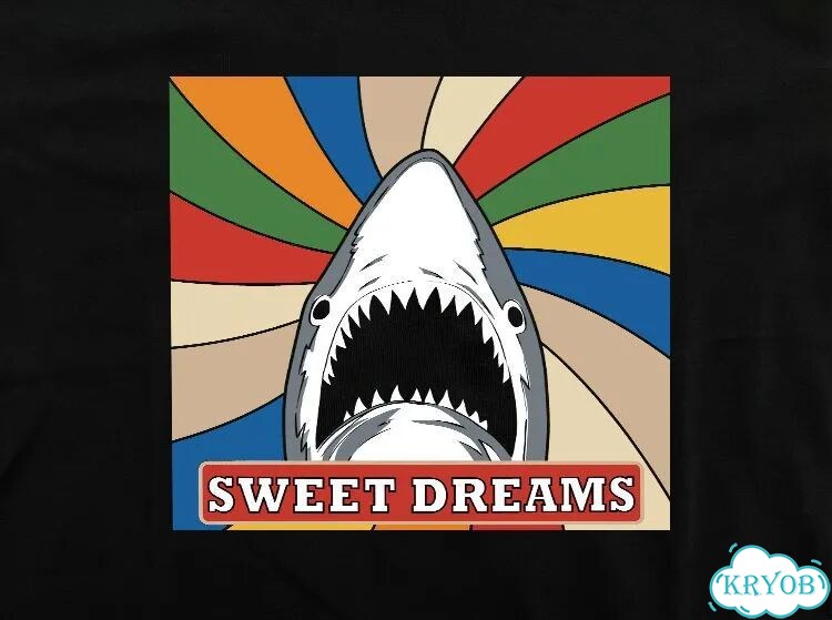 Футболка мужская черная Saint Laurent sweet dreams black shark streetwear vintage AC0195 фото 2