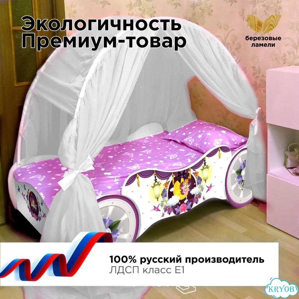 Кровать карета в детскую комнату для девочки фото 5