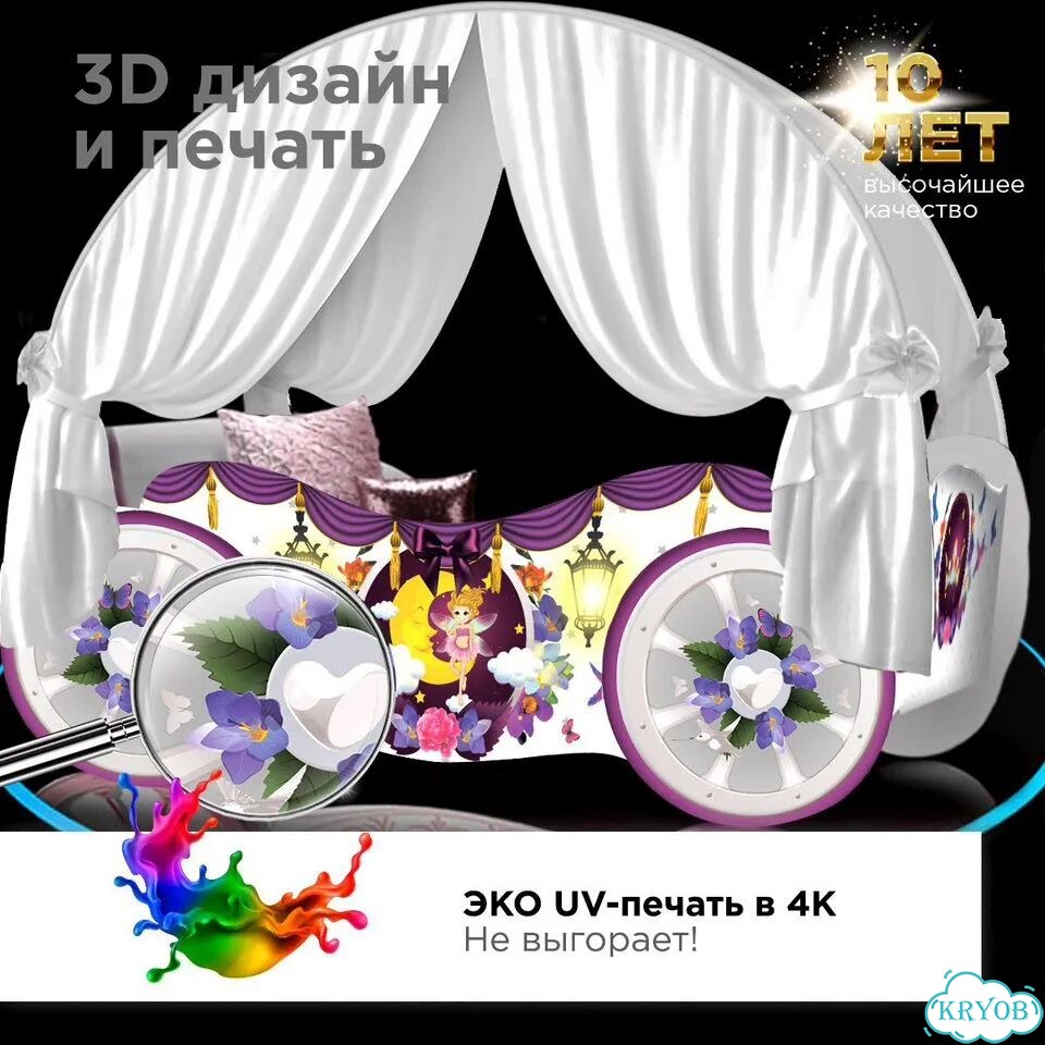 Кровать карета в детскую комнату для девочки фото 6