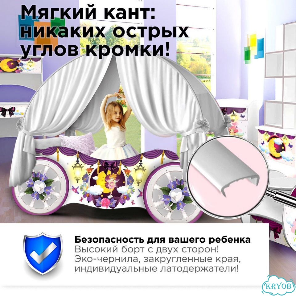 Кровать карета в детскую комнату для девочки фото 7