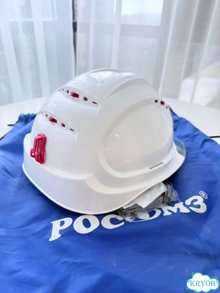 Каска строительная белая фото 3