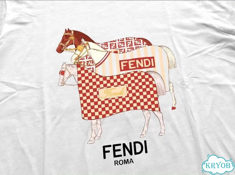 Футболка мужская белая Fendi Roma Три Лошади streetwear vintage AC0091 фото 4