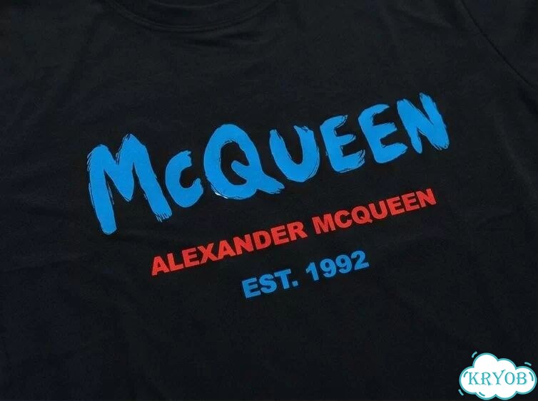 Футболка черная Alexander McQween синий лого luxury archive unisex DAC0030 фото 3