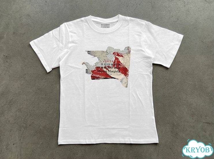 Футболка белая Maison Margiela ripped newspaper logo luxury archive unisex DAC0171 фото 1