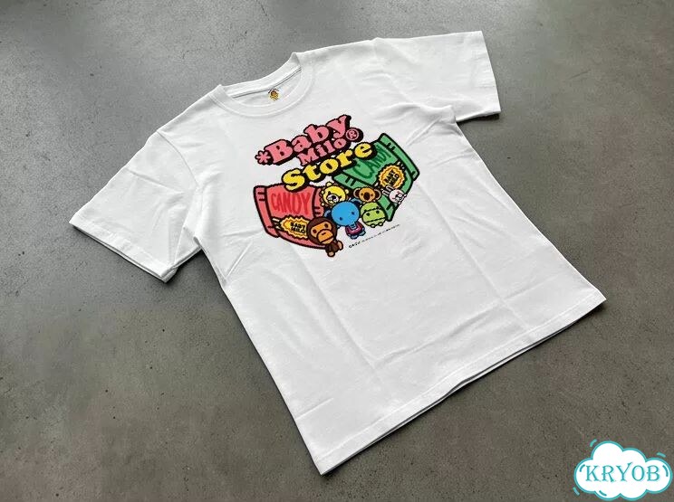 Футболка мужская белая aape ss26 Baby Milo Cartoon Animal anime archive y2k AC0214 фото 2