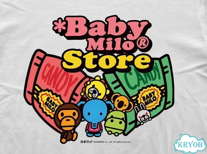 Футболка мужская белая aape ss26 Baby Milo Cartoon Animal anime archive y2k AC0214 фото 3