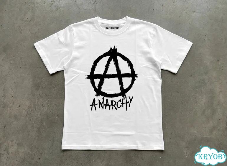 Футболка белая AW98 Raf Simons ‘Anarchy’ Motif Radioactivity Split archive type unisex DAC0153 фото 1