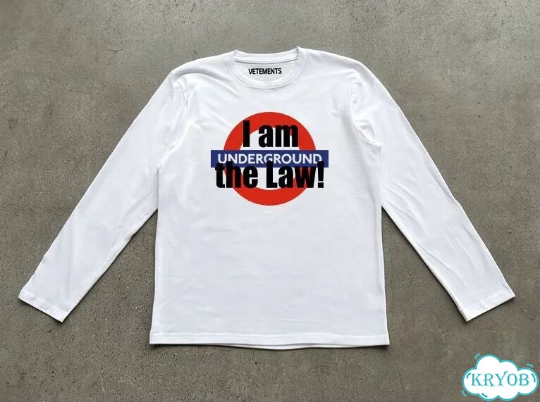 Лонгслив белый Vetements I am Undeground The Law t-Shirt Rare Japan darkwear gothic unisex DAC0242 фото 1